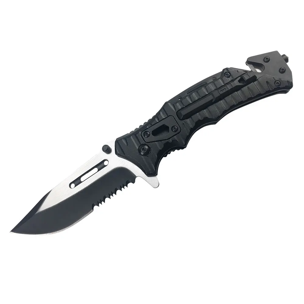 Outdoors Multifunction Folding Blade Knifes With window breaker and lighter Tactical Pocket Folding Knife