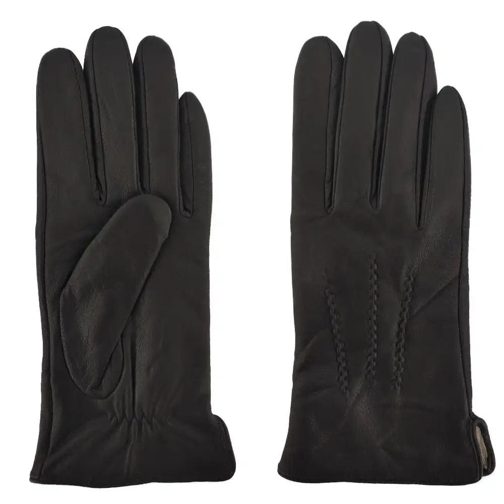 Sell well mens winter thick stock quilted plain style fashion genuine sheepskin leather gloves