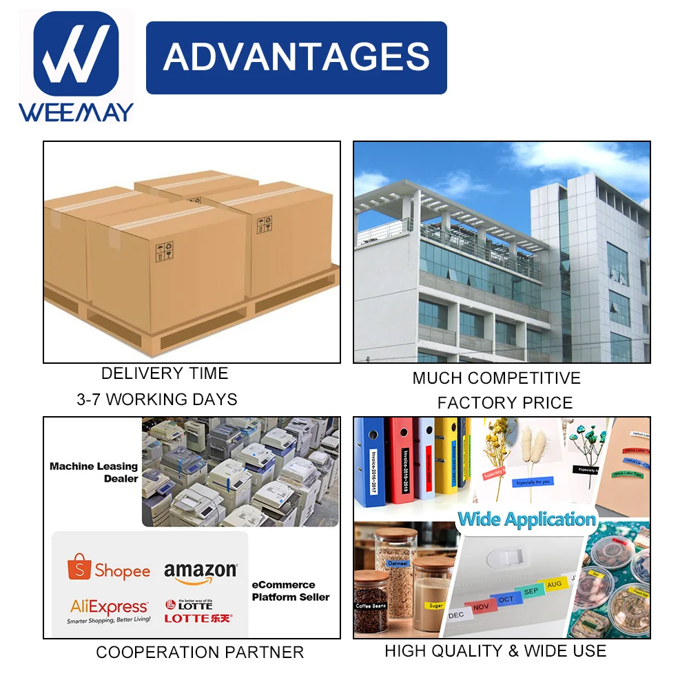 Weemay Black on White 18mm Laminated Strong Adhesive Label Tape  Compatible Tze-s241 Tzes241 Printer Ribbon for Brother Printer