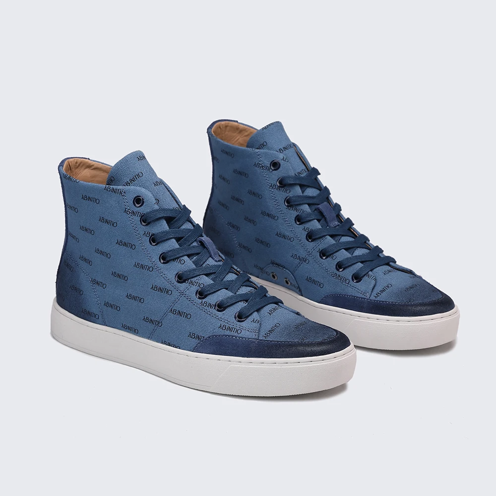 High Quality Fashion Trending Canvas Leather Ankle Sneakers for Men