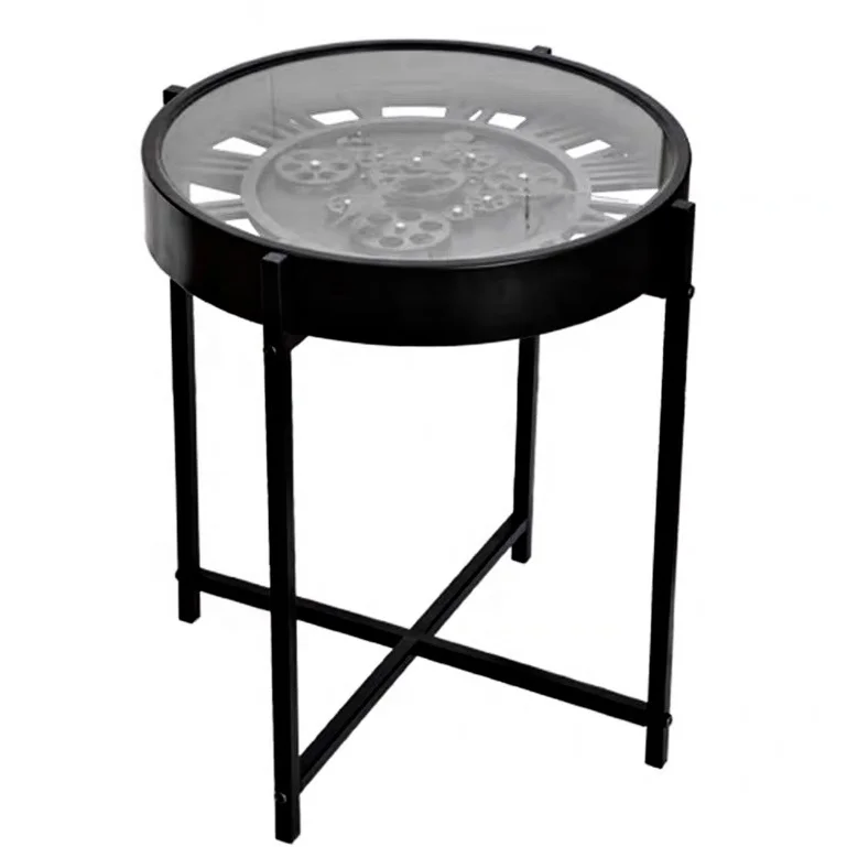 Retro high-end light luxury gear rotating style American design living room sofa side table small coffee table