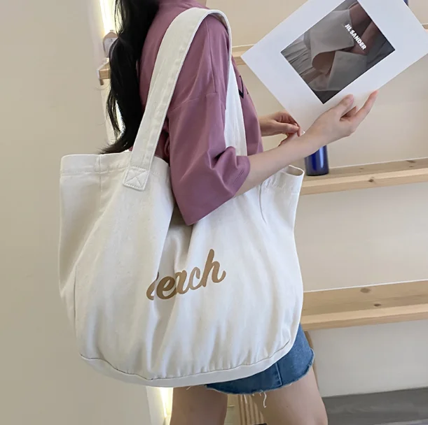 hot pink red 12oz thick cotton canvas Tote Bags with full printed logo eco friendly Canvas Cotton Tote Bag for girls travelling