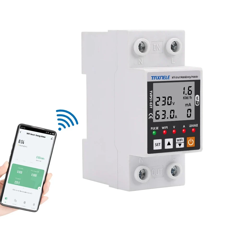 63A TUYA WiFi смарт-утечки земли под предохранитель реле устройства выключатель цепи нежелательно оставлять заряд кВтч