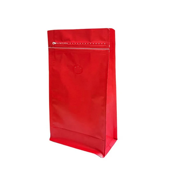 recyclable flat bottom coffee packing bag with valve and zipper