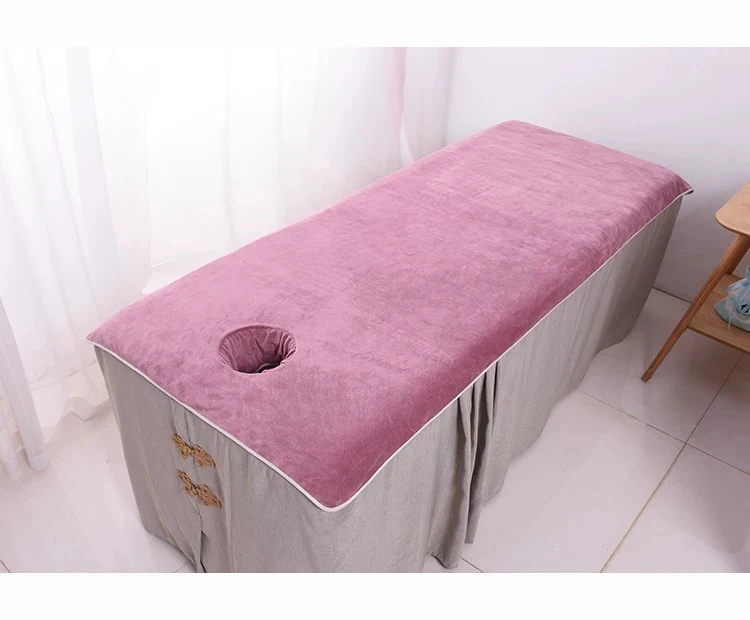 Spa beauty Flat Sheet Microfiber Comfortable Soft Polyester Water Absorbent Bath Towel Massage Bed Sheet with hole