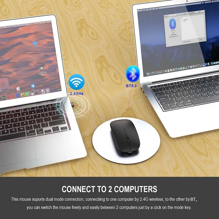 New Ultra-Thin Charging Wireless Silent Mute Mouse Office Mouse Rechargeable 2.4G BT Dual Mode Mouse