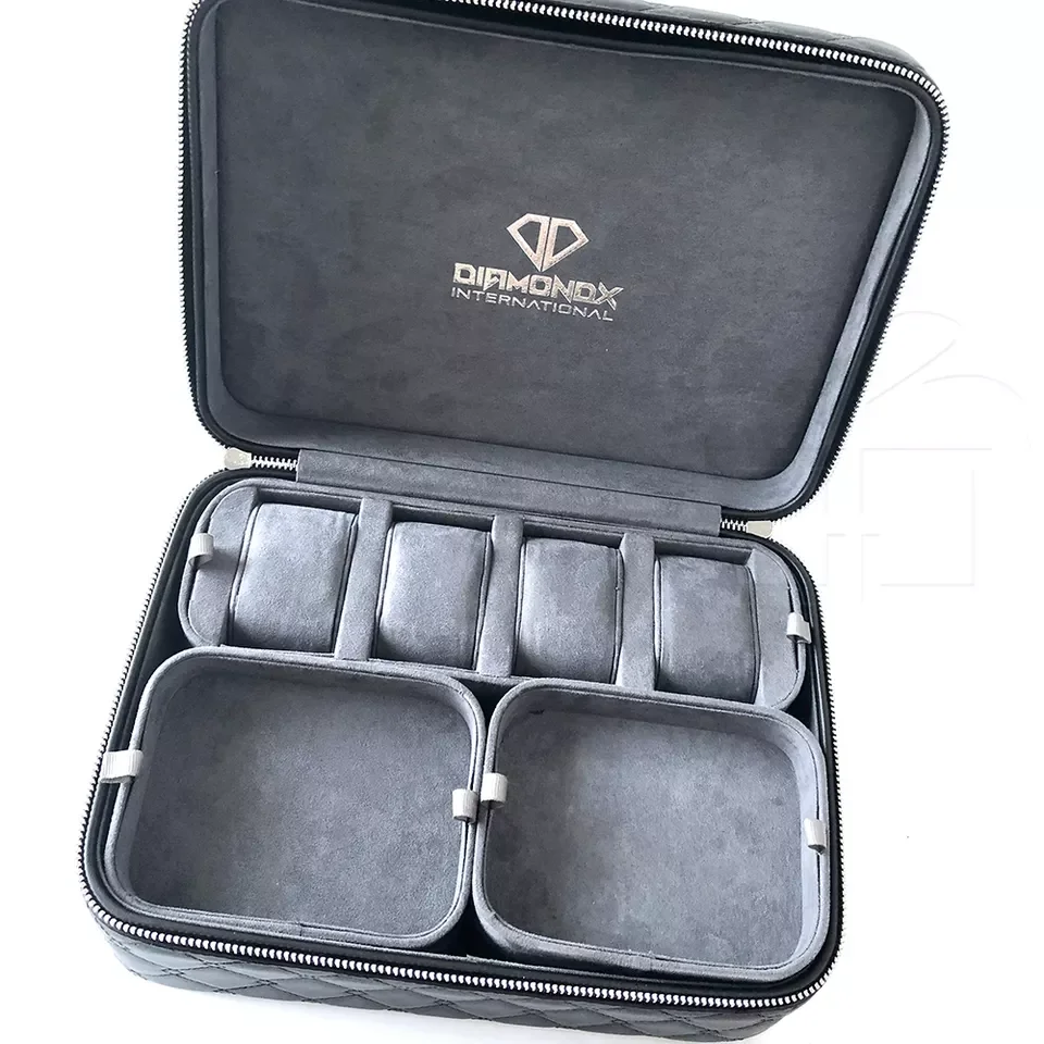 Небольшой минимальный заказ, роскошная коробка из искусственной кожи с логотипом на заказ для сережек, браслетов, ожерелий, колец, портативная дорожная коробка-органайзер для часов, ювелирных изделий