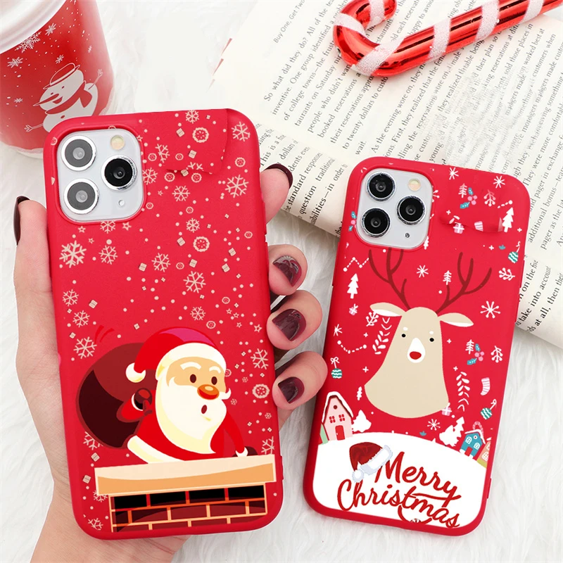 Cartoon christmas style Phone Case for iPhone 14 13 12 11 Pro XR X Xs Max 8 7 Mini Frosted Silicone Cases Soft Back Cover