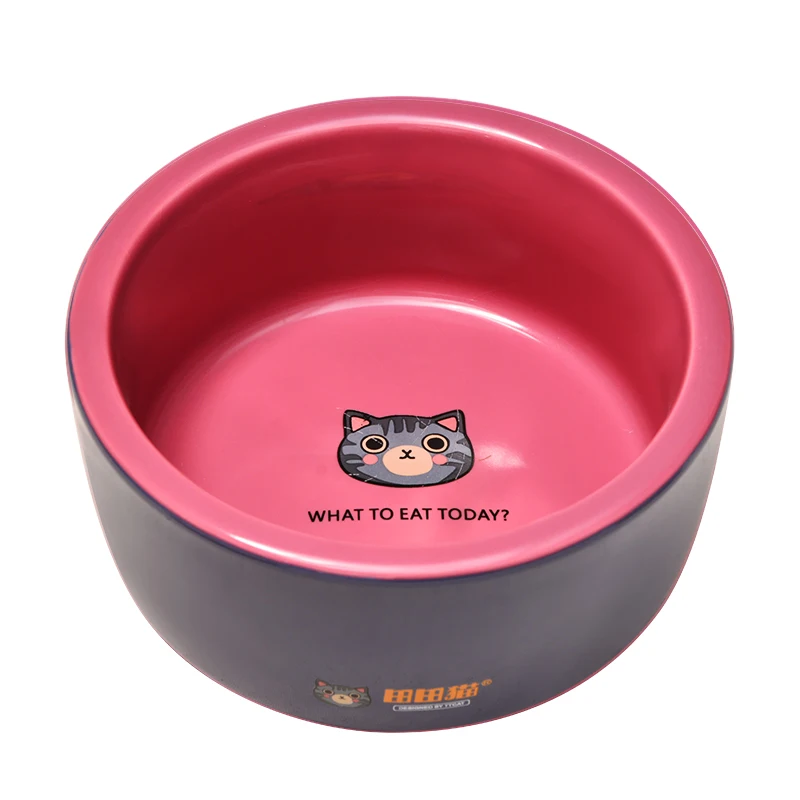 Round Shape Ceramic Pet Feeding Bowl Customized Design Dog Food Bowl Stoneware Non Slip Cat Bowl