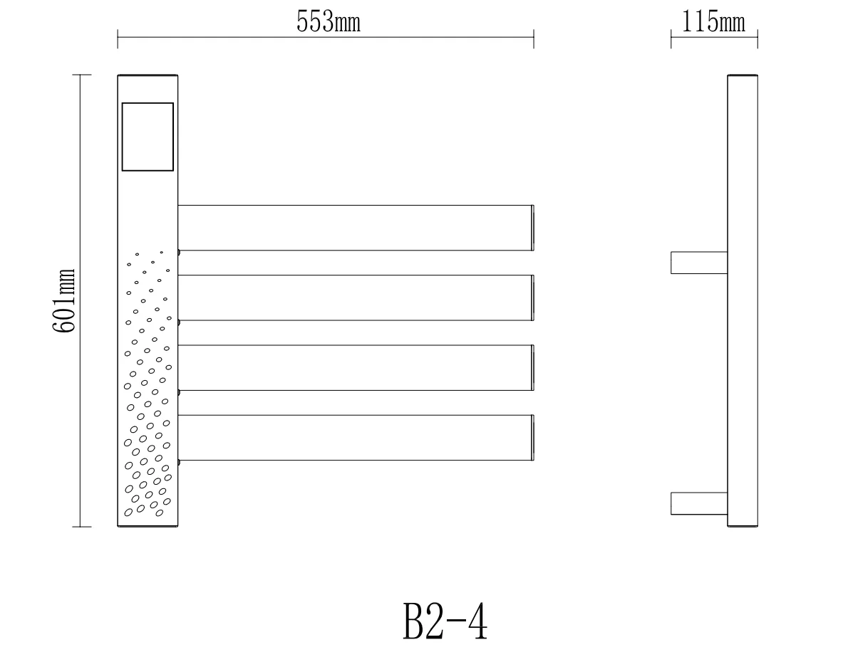 Black Towel Warmer Fashion Style Electric 4 Bar Wall Mounting Carbon Fiber Heated Towel Rail Black