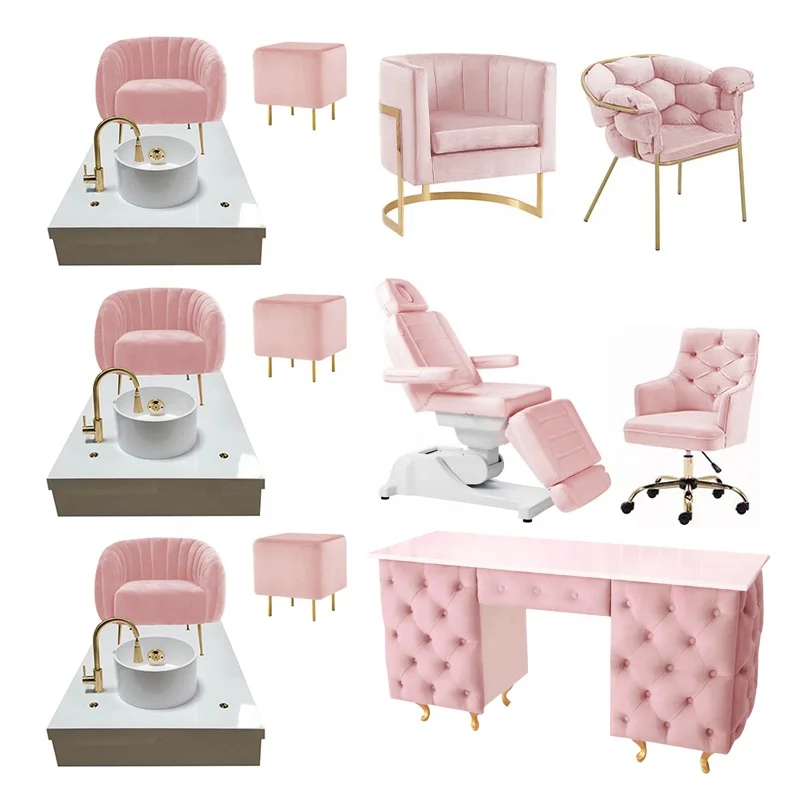 nail bar equipment pink pedicure spa chairs luxury nail salon spa manicure chair