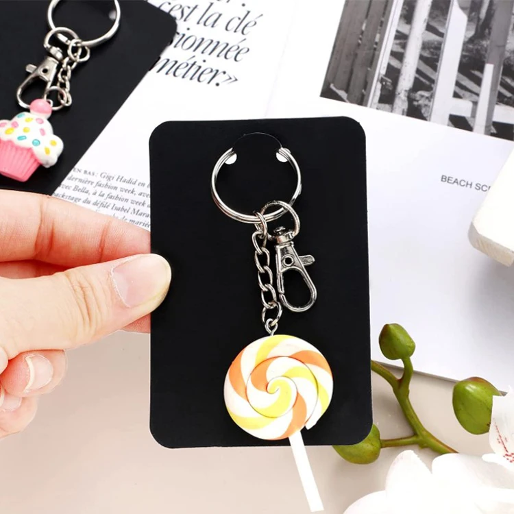 Jewelry Keychain Cards Holder for Display Keyring Necklace Packaging Supplies Blank Cards Art Paper Offset Printing Custom JDT