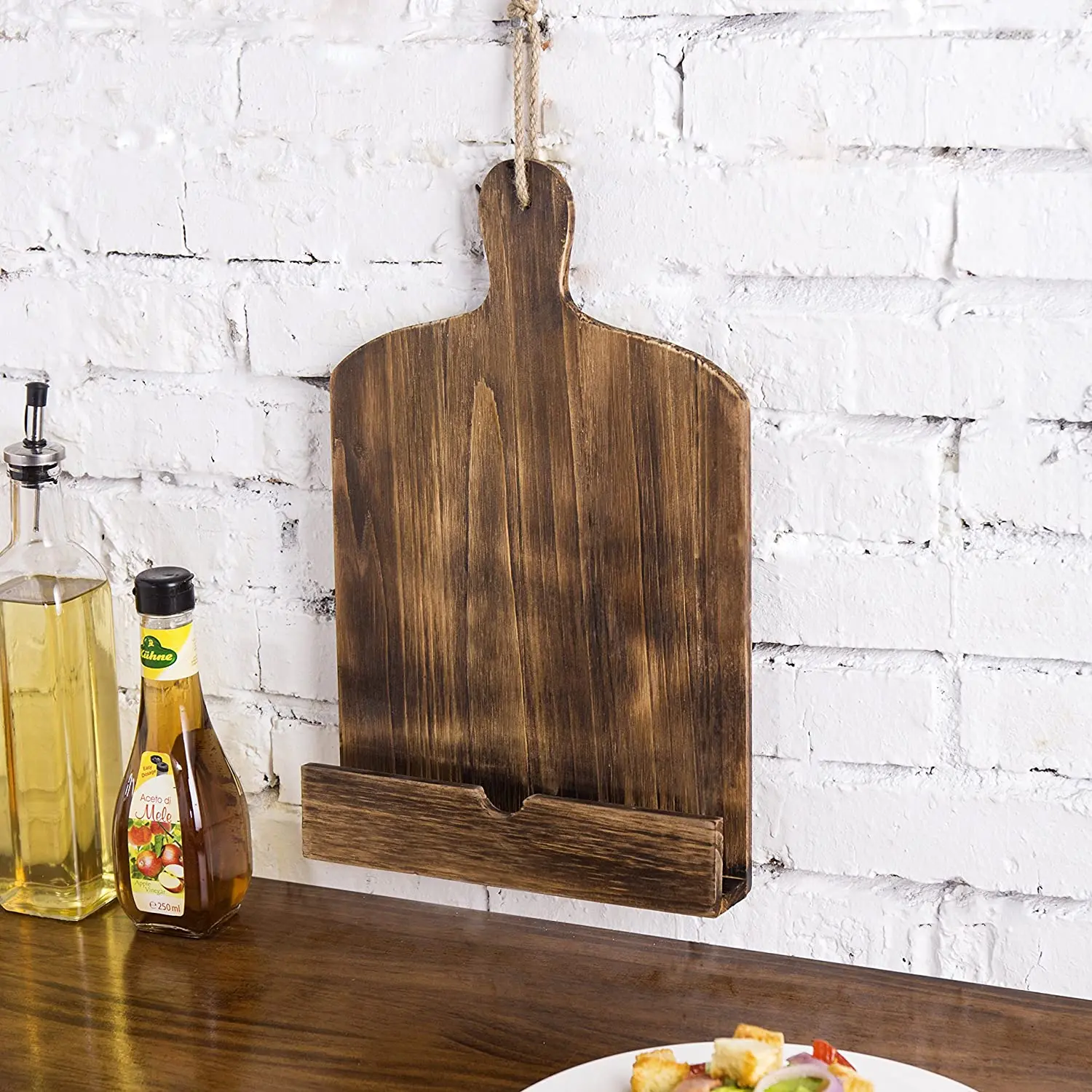Cutting Board Style Wood Recipe Cookbook Holder Cook Book Stand kitchen wooden cookbook stand