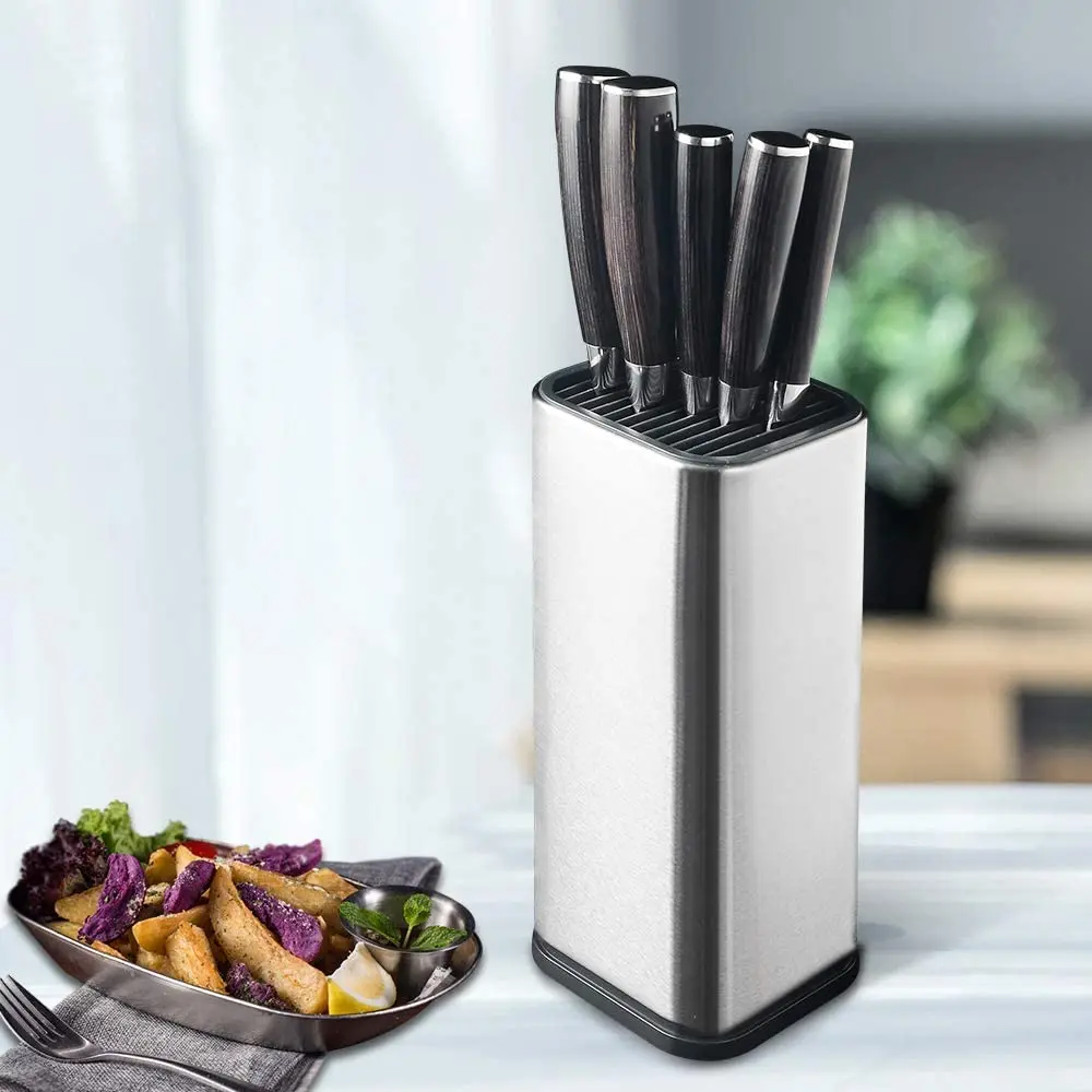 Custom Logo High Quality 10cm Height Universal Stainless Steel Kitchen Magnetic Knife Block Holder