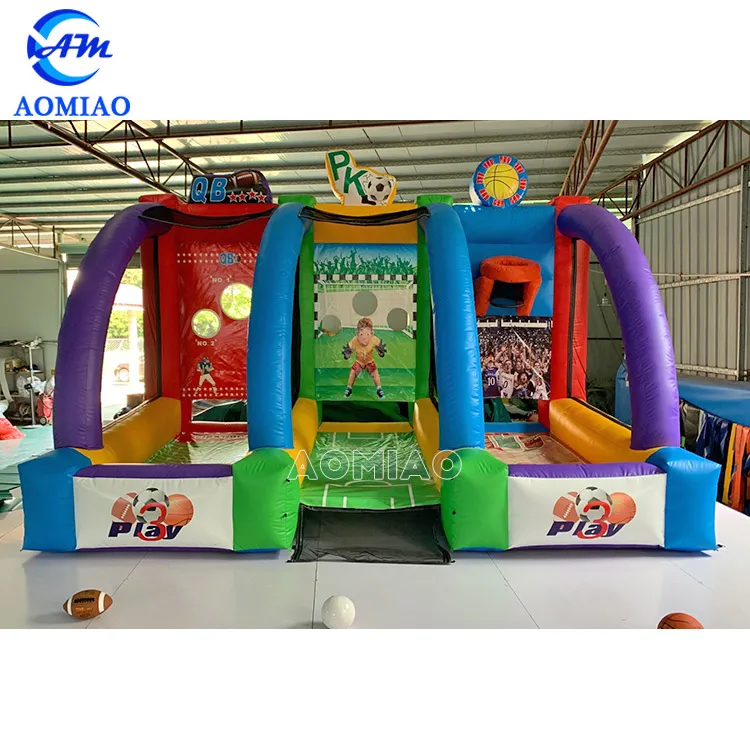 Crazy 3 in 1 Carnival Inflatable Sport Games Stall Inflatable Basketball Baseball Darts Games
