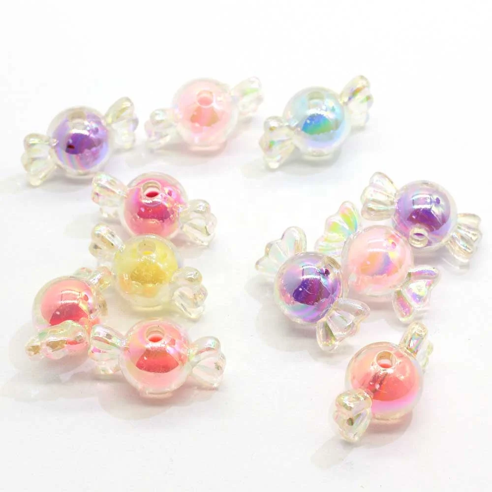 Acrylic Candy Flower Heart Star Beads Shiny AB Color For Jewelry Making Handmade Hair Ring Gifts KidToys Keychain