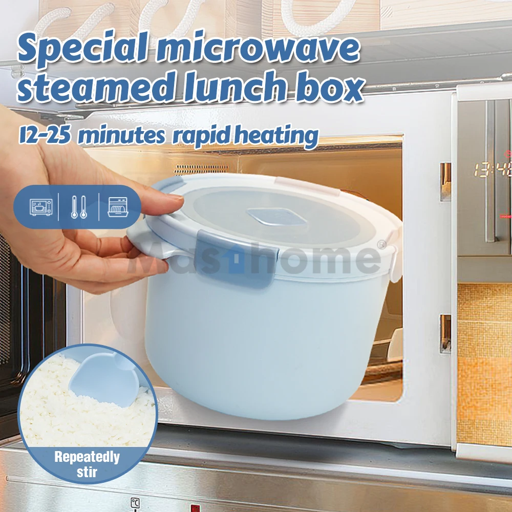 Masthome Office School Plastic Microwaveable Food Container Rice Cooker Microwavable Bowls Lunch Box
