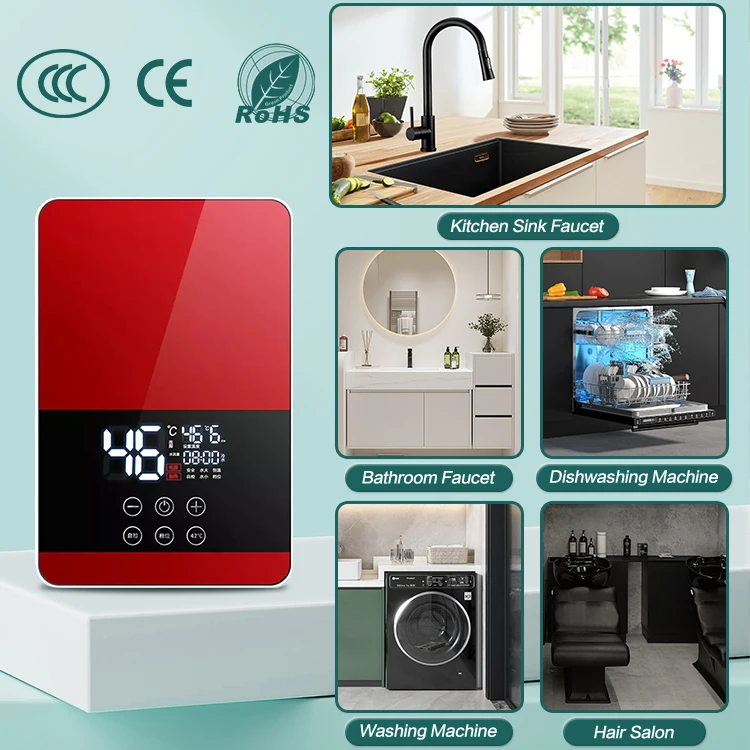 Custom Basic Configuration Touch Button Portable Electric Water Heater Ce Stainless Steel 1 Piece Wall Mounted IPX4 6000 220