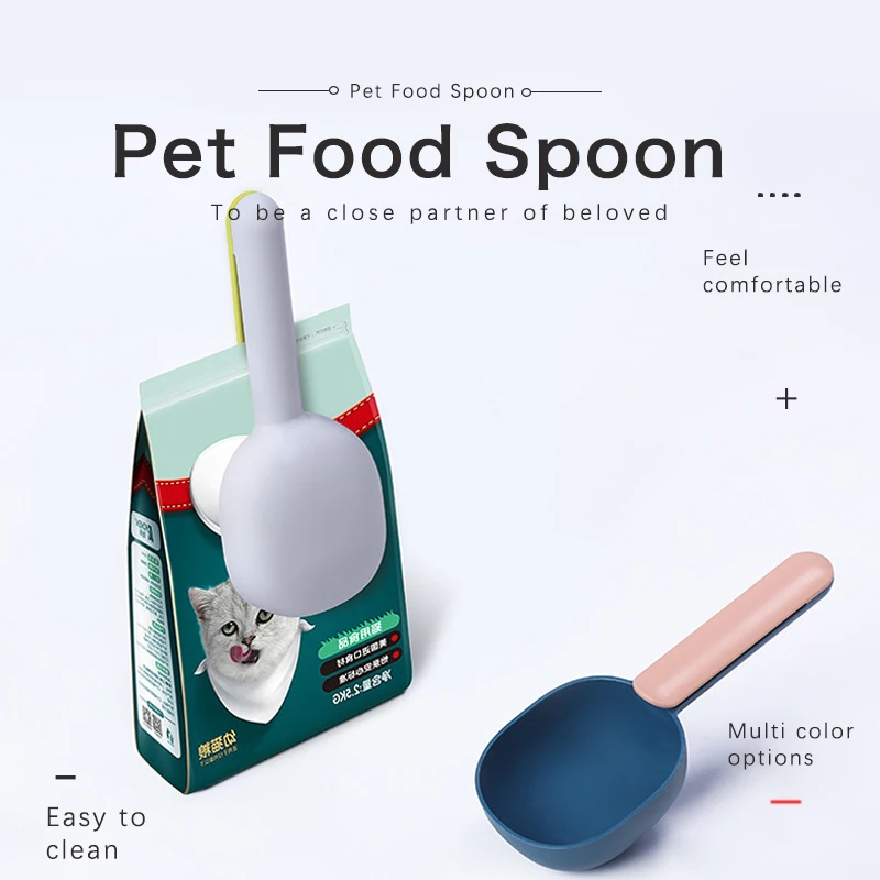 
New Design Good quality ABS plastic two tone color Pet food scoop with clip dog food shovel with clip 