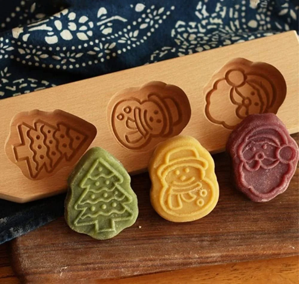 Saffron Wood Cookie Tray wooden cookie mooncake mold wooden cookie stamp molds rose flower heart windmill pumpkin pine cones