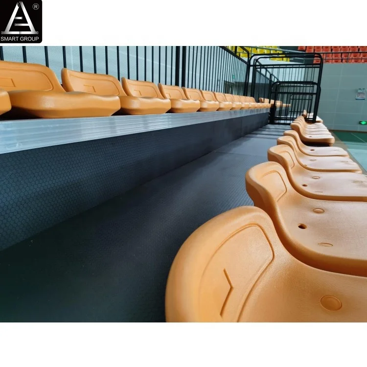 4 Rows 6m  High quality Indoor retractable bleachers with Low backrest seats  for badminton courts project