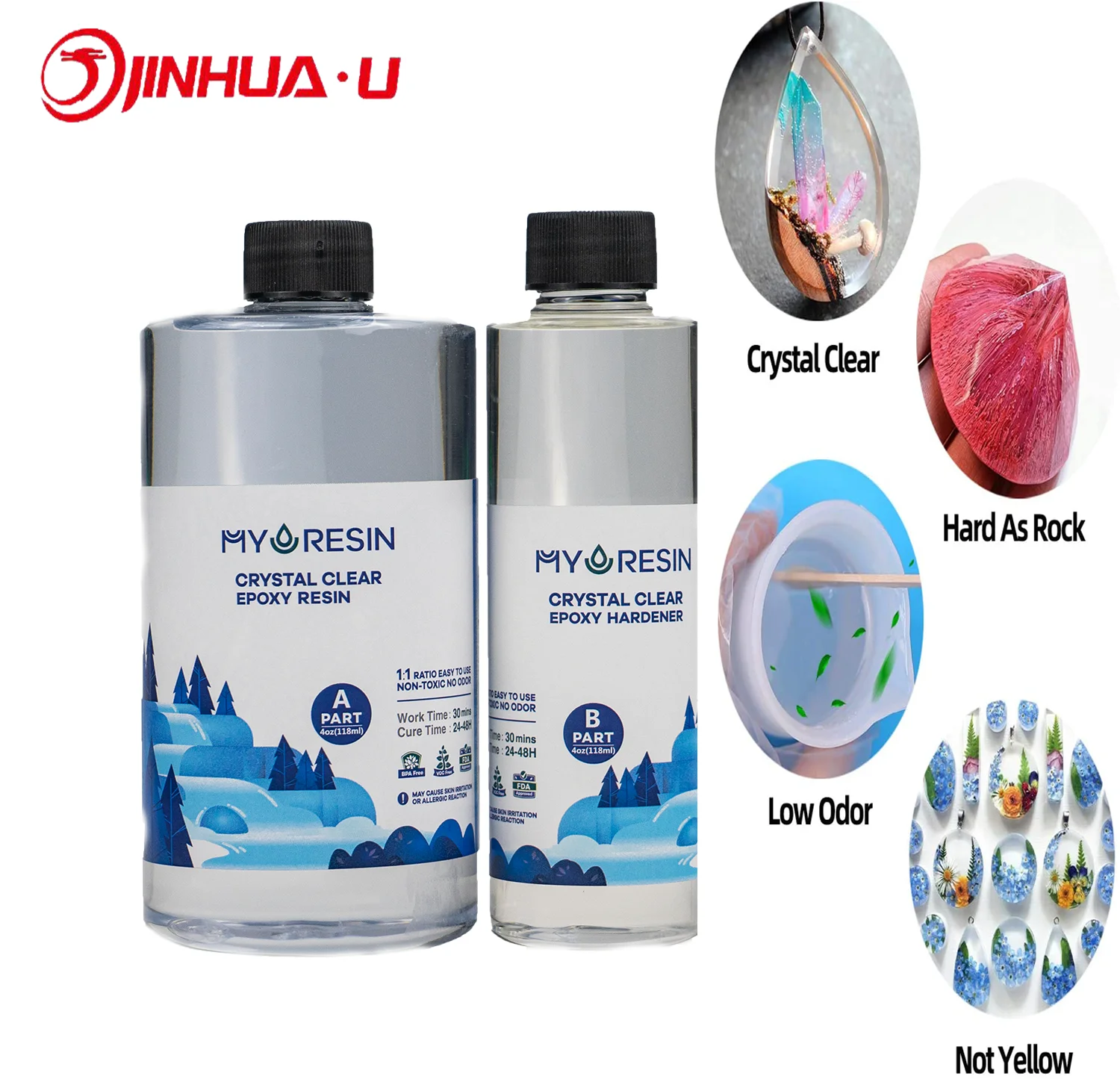 jinhua 3:1 mix ratio epoxy resin clear liquid crystal for wood casting resin slow cure two part epoxy resin