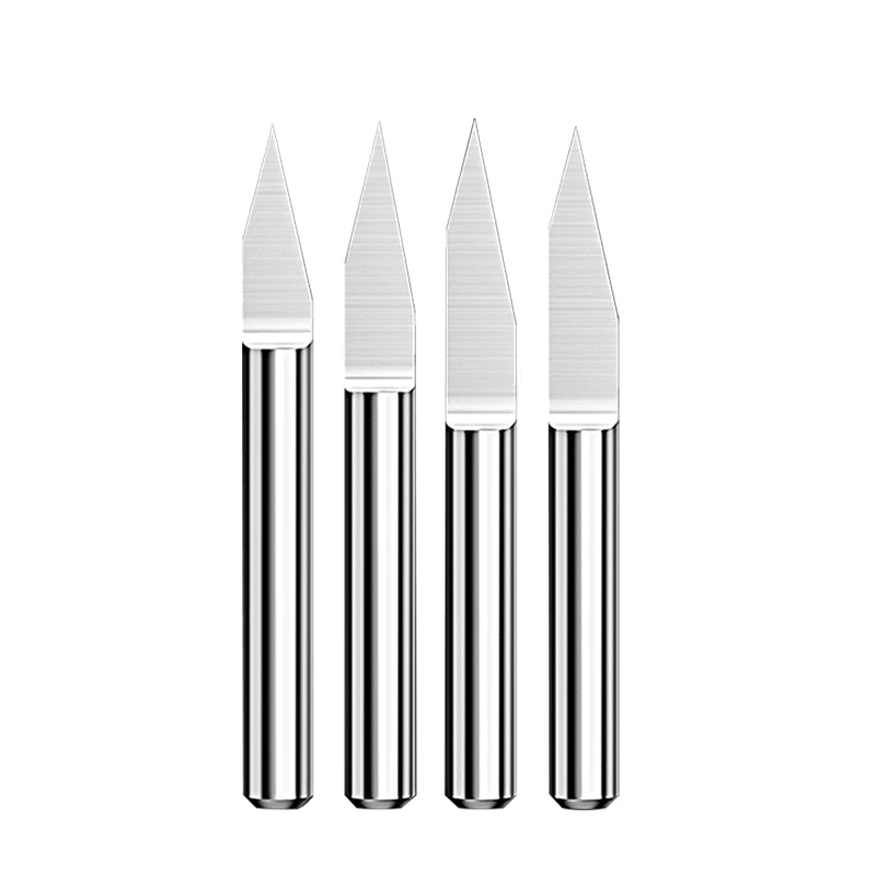 WEIX 3.175mm 4mm 6mm 10~90 Degree Coated Carbide Flat Bottom Endmill 3D V Groove Bit Milling Cutter V shaped Carving Router Bit