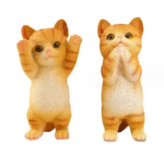 Cute orange cat animal decoration cat table top resin decoration