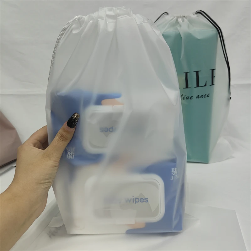 Изготовленный На Заказ 0 16 мм биоразлагаемый пластиковый матовый пакет на шнурке карман бикини сумка с вашим логотипом