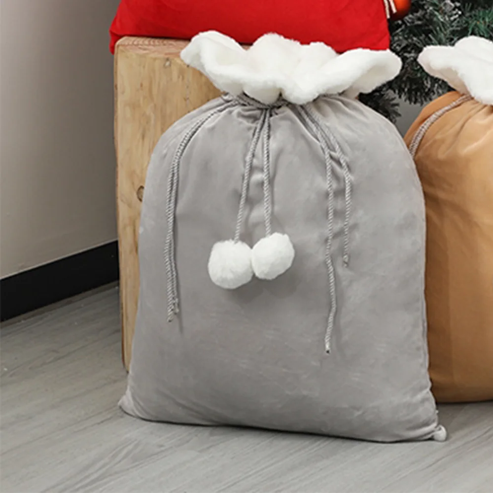 Personalised Christmas Gift Bag Pom Pom Blank Plain Sublimation Velvet Santa Sack