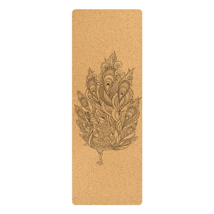 Custom Private Label Print Eco Friendly Cork Natural Rubber Pilates Yoga Mat For Indoor Hot Workouts