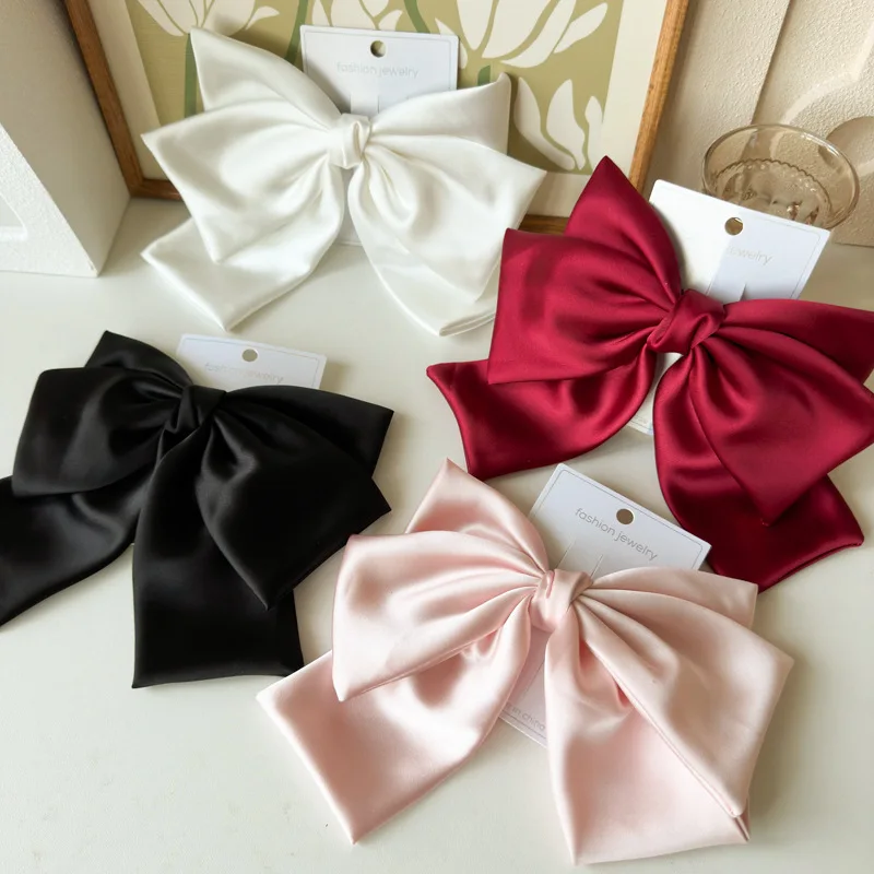 Shenglan 2025 Spring New European and American Satin Bow Ribbon Hair Clip Women Fashion Retro Winter Hairpin Korean Accessories