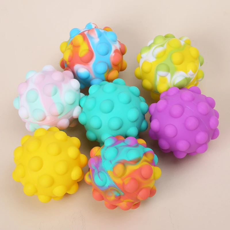 Hot Sale New Design 3D Balls Shaped Silicone Push Pop Bubble Stress Relief Fidget Sensory Toys for Kids