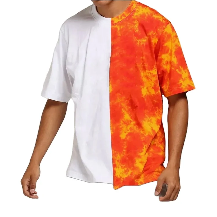 
China garment factory custom logo wholesale mens drop shoulder tie dye oversized t-shirt 