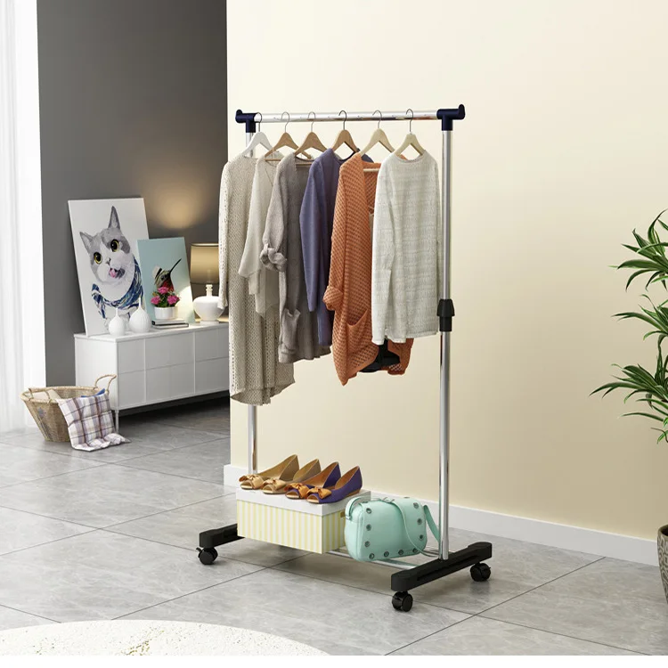 Single Pole Stainless Steel Iron Garment Rack clothes drying rack for laundry room