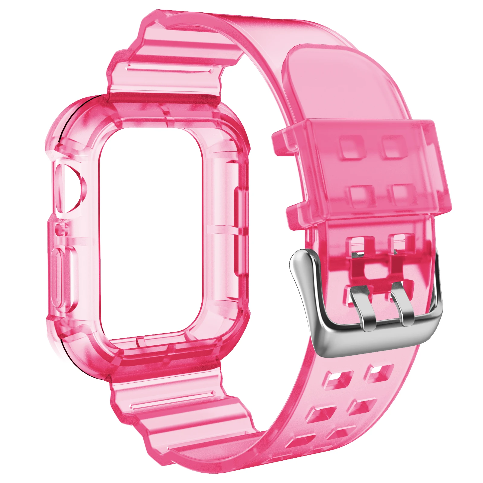Pink Jelly Color Transparent Clear Silicone Strap for Apple Watch all Series 38 40 42 44mm