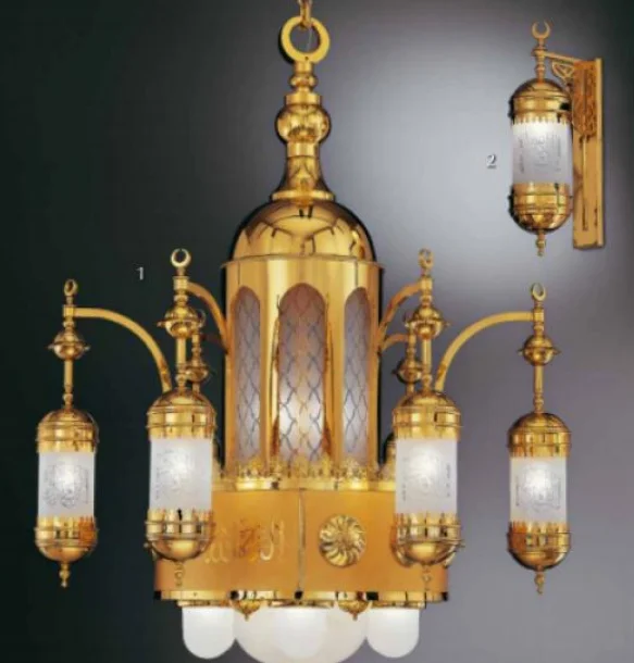 Antique Moroccan lighting Mosque large iron chandelier for Muslim decoration gold for home indoor decoration