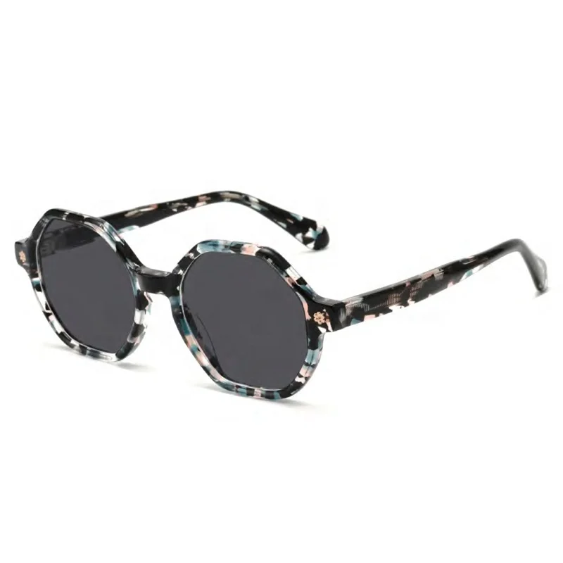 Manufacturer Polarized Acetate Sunglasses Big Hexagon Oversize Shades Blue Custom Logo CR39 Sun Glasses Men Women lentes de sol