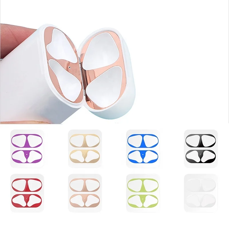 Тонкая пленка Пылезащитная Наклейка металлическая защита от пыли для Airpods 2 Беспроводная
