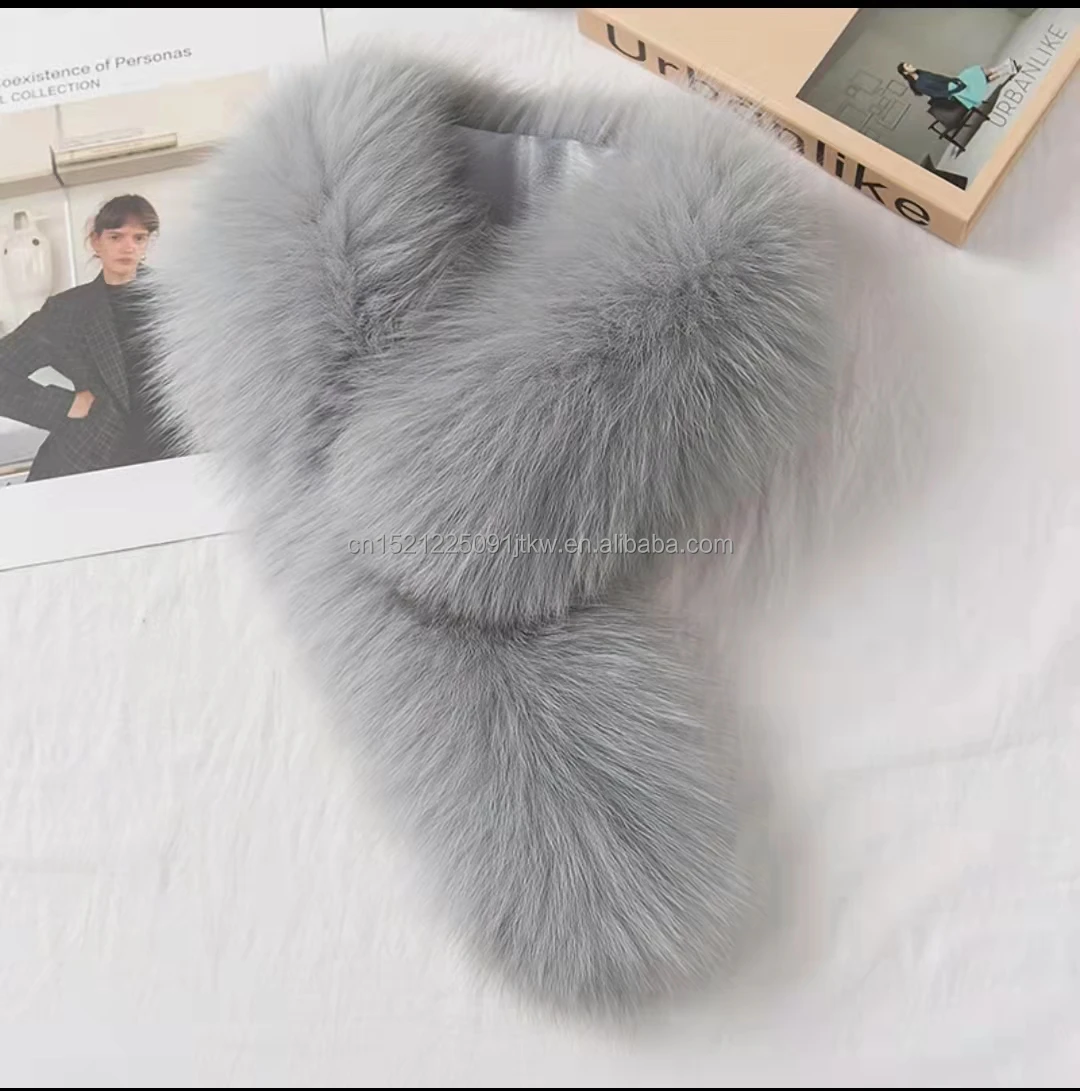 Зимний теплый шарф, модный меховой шарф для девочек, короткий меховой шарф из лисьего меха