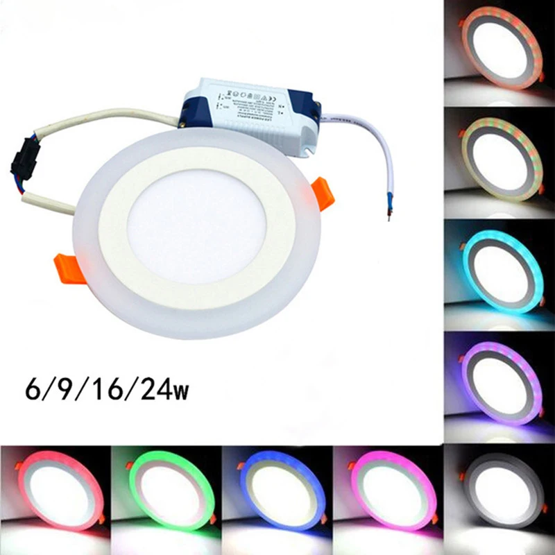 Zhongshan 110V 220V lampara led ceiling Lights 3+3w 6+3w 12+4w Smart downlight lamp 18+6w Double Color PLAFON led panel square