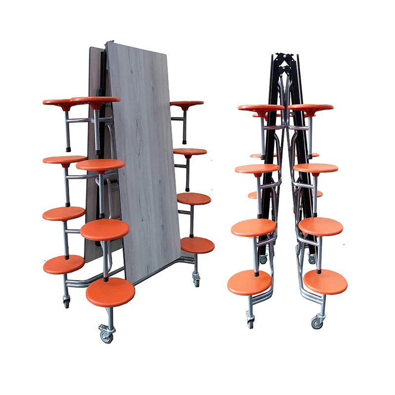 Movable Folding Canteen Dining Table with Wheels