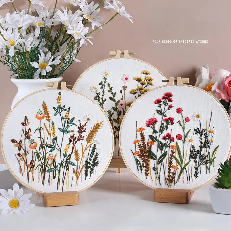 Hot Selling Beginners DIY Cross Stitch Set Flower Pattern Cross Stitch Kit European Stereo Adult Hobby Embroidery Kits
