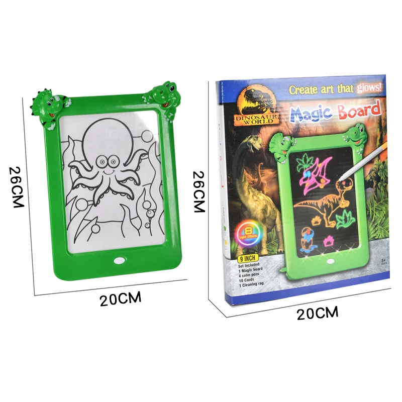 9 in Light Effect LCD Drawing Tablet Glow-in-the-Dark Art Doodle Board Educational Painting Toy Gift for Kids