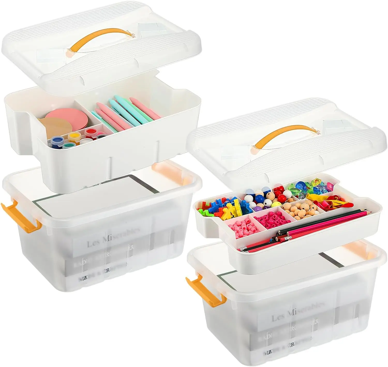 12 Qt Storage Box with Removable Tray Clear Plastic Storage Container Box with Lid organizing tool boxes for Craft Supplies
