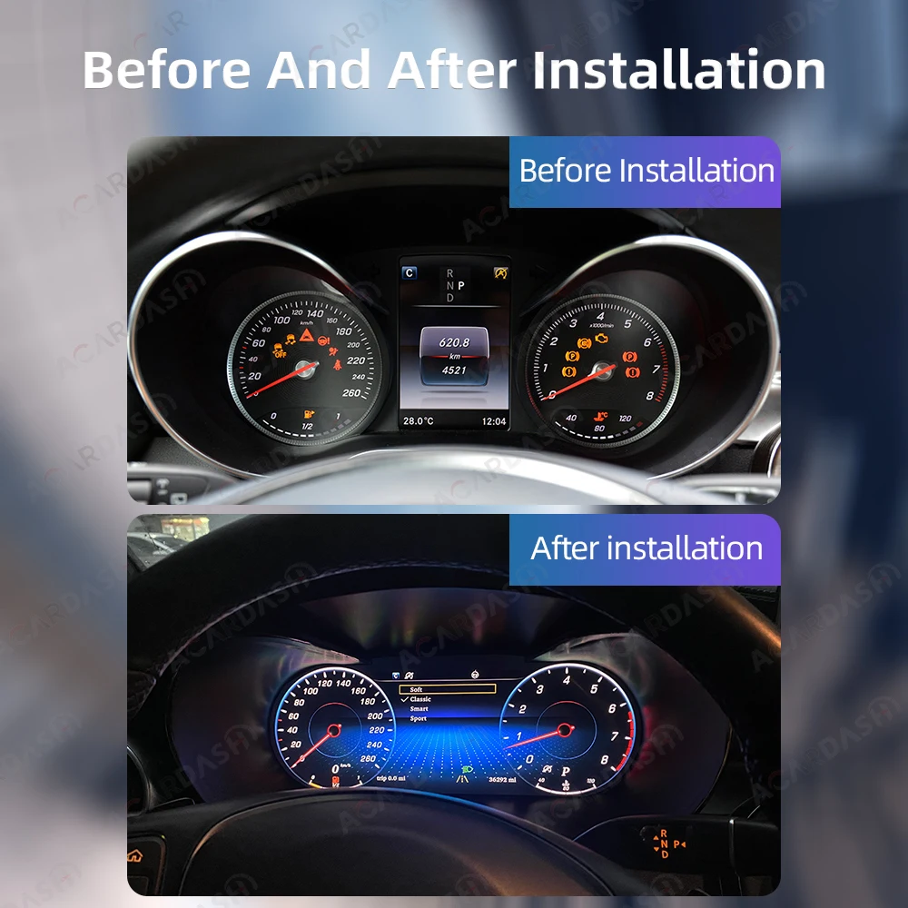 ACARDASH 12.3 inch Android Digital Cluster For Mercedes Benz Series Car LCD Cluster instrument multimedia dashboard Modification