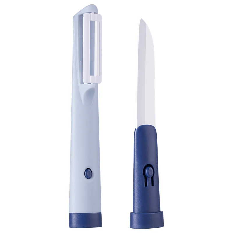 Kitchen Gadget Portable 2 In 1 Ceramic Paring  Peeler Knife