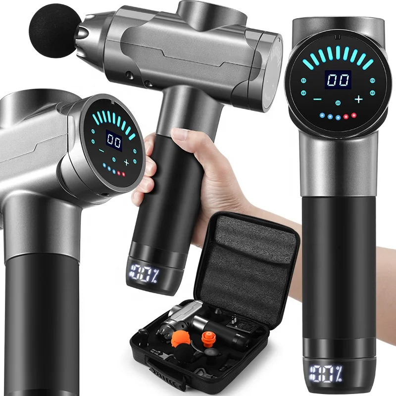 New model facial massager gun10heads 30speeds  LED touch screen body chiropractic adjusting tissue massager gun