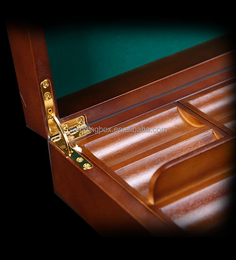 Samding Premium Poker Set Handmade From Wood Storage Box Wood Storage Clay Poker Chips Stash Box With Rolling Tray