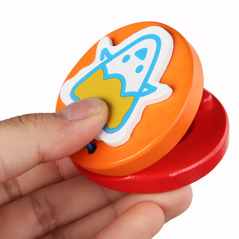 Mumoni Cartoon Animal Wooden Castanets Early Educational Musical Toy Wooden Bell Rattle Off Musical Instrument Hand Clapper Toy